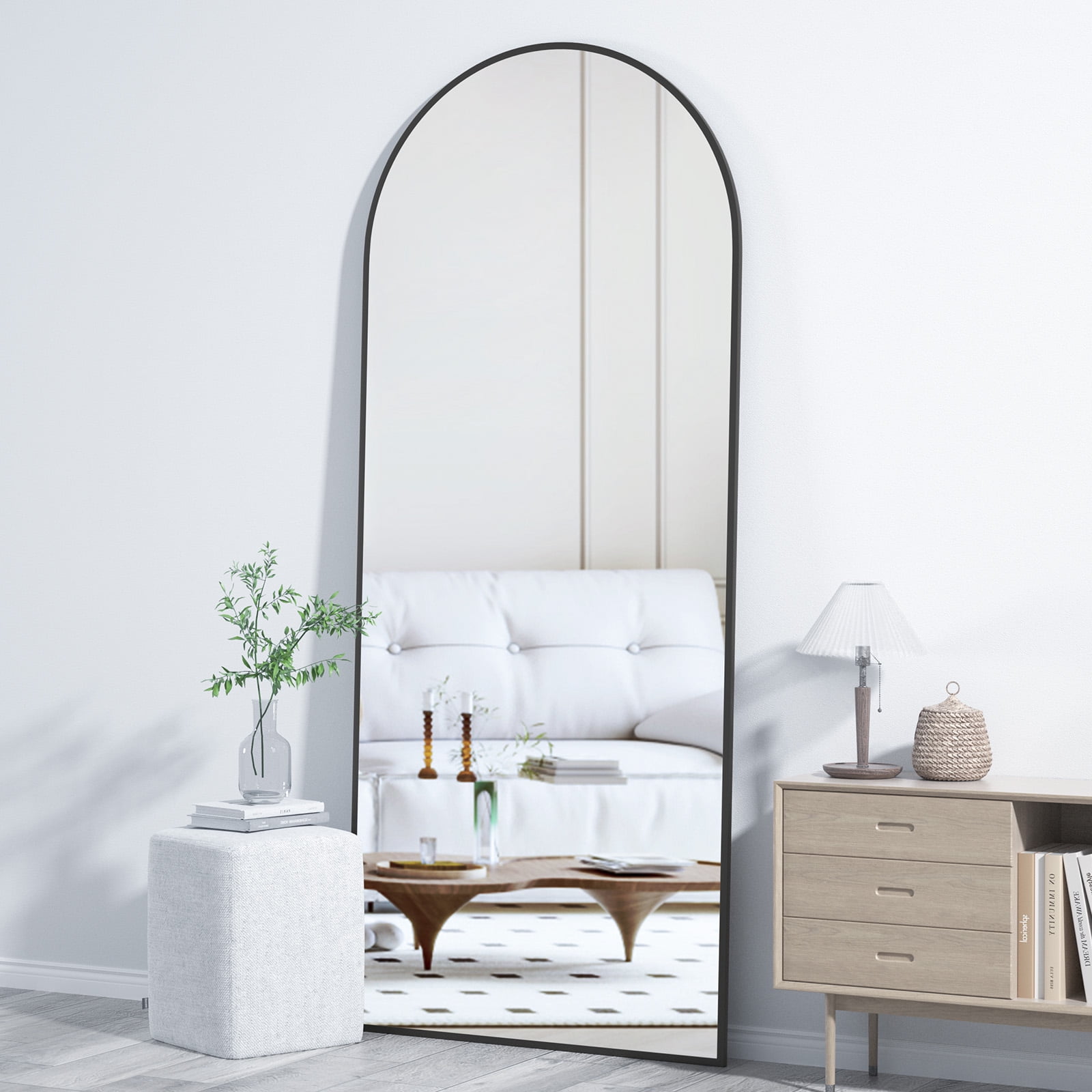 RACHMADES Arched Mirror Full Length 64"x21.1", Arch Black Mirror Large