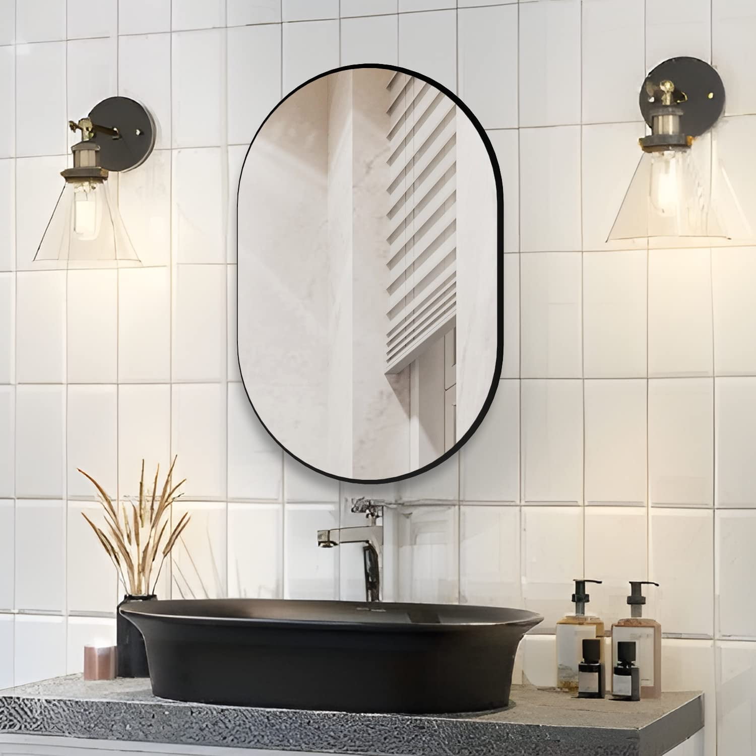 RACHMADES Bathroom Oval Wall Mirror 20"x30" Oval Wall Mirror for Bathroom Wall Mounted Mirror ...