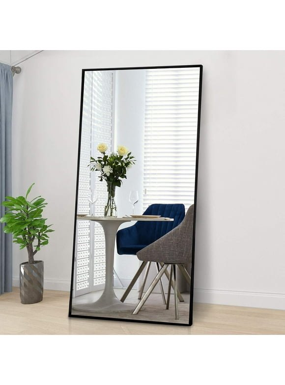 RACHMADES Full Length Mirror 65"x24" Floor Mirror Black Full Body Mirror Stand Rectangle for bedroom