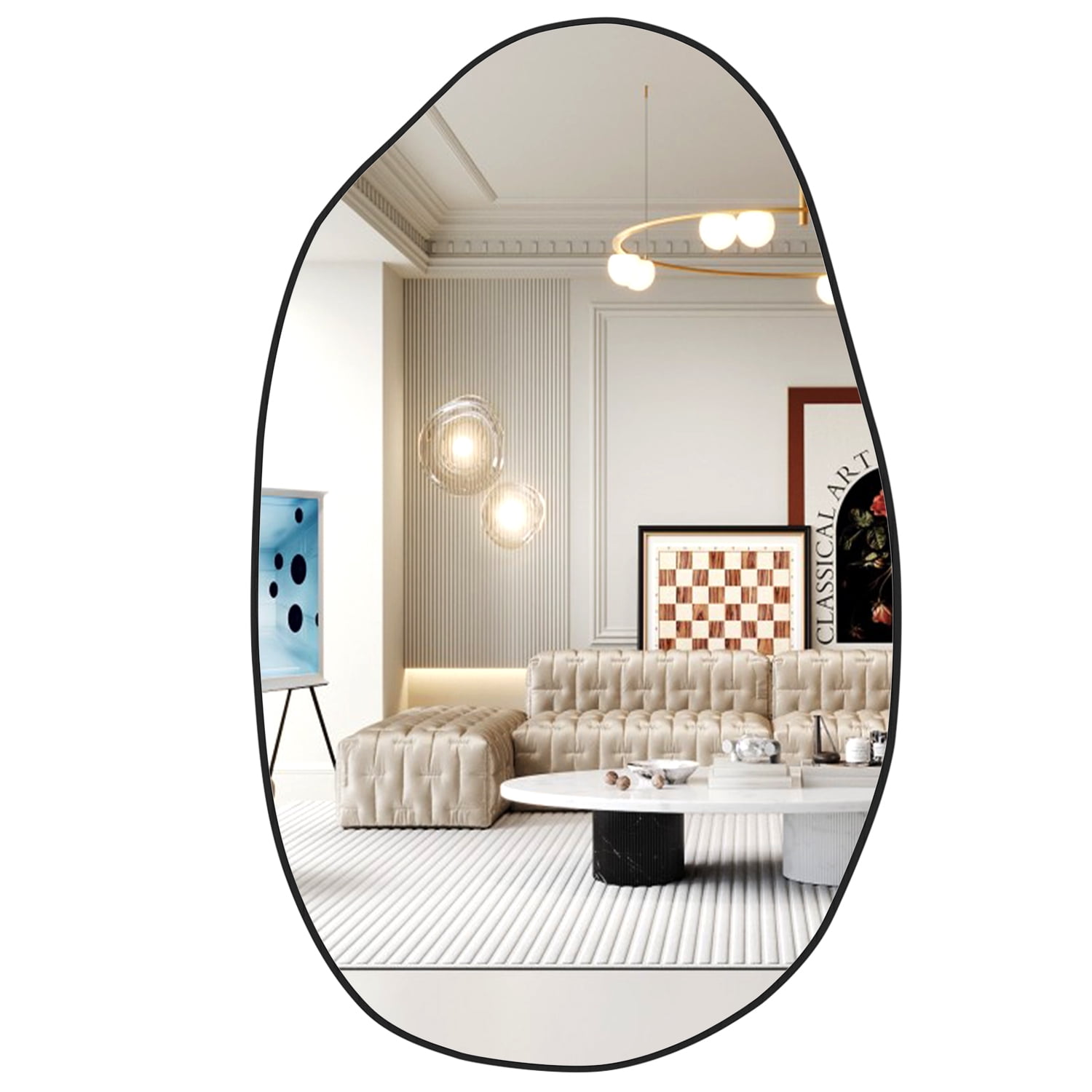 33.5" x 20.5" Asymmetrical Modern Wood Framed Wall Mirror