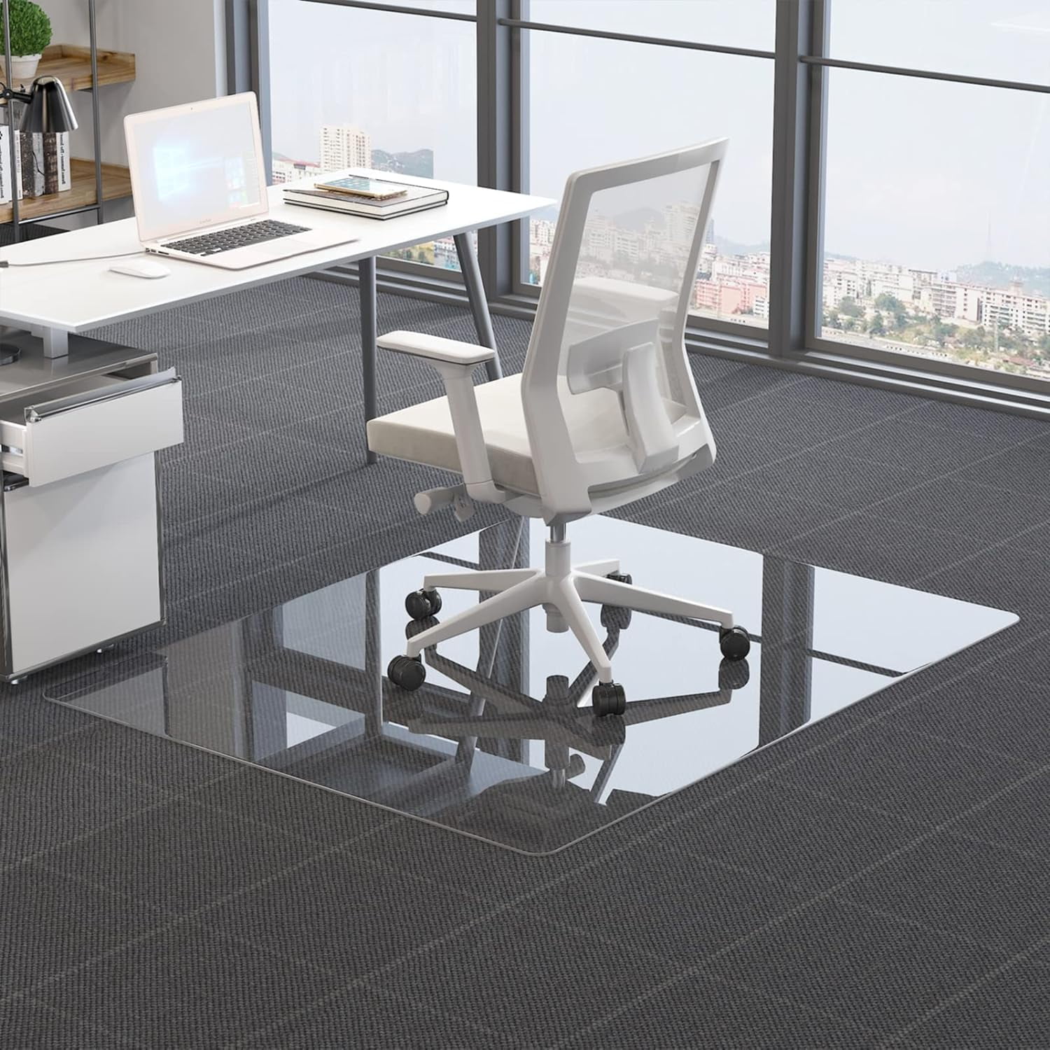 RACHMADES Office Chair Mat for Carpet, 36"X46" Glass Chair Mats for Carpeted or Hard Floors