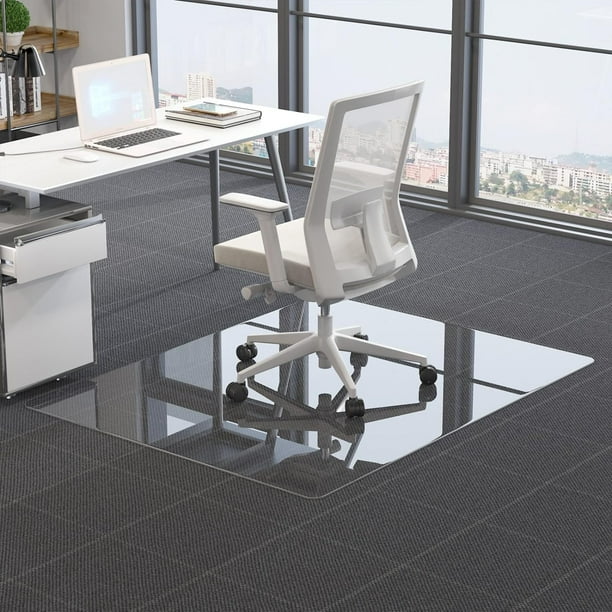 RACHMADES Office Chair Mat for Carpet 36 X46 Glass Chair Mats for Carpeted or Hard Floors Best for Your Home or Office Floor Crystal Clear
