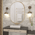 thumbnail image 1 of RACHMADES Oval Bathroom Mirror Capsule Wall Vanity Mirror, 2 pieces Large Modern Mirror with Gold, 1 of 8
