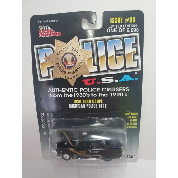 RACING CHAMPIONS POLICE USA 1950 FORD COUPE MICHIGAN STATE POLICE t1