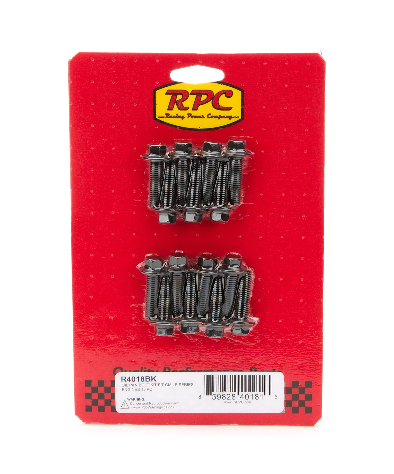 RACING POWER CO-PACKAGED LS Oil Pan Bolt KIt 15Pc Black partNumber: R4018BK