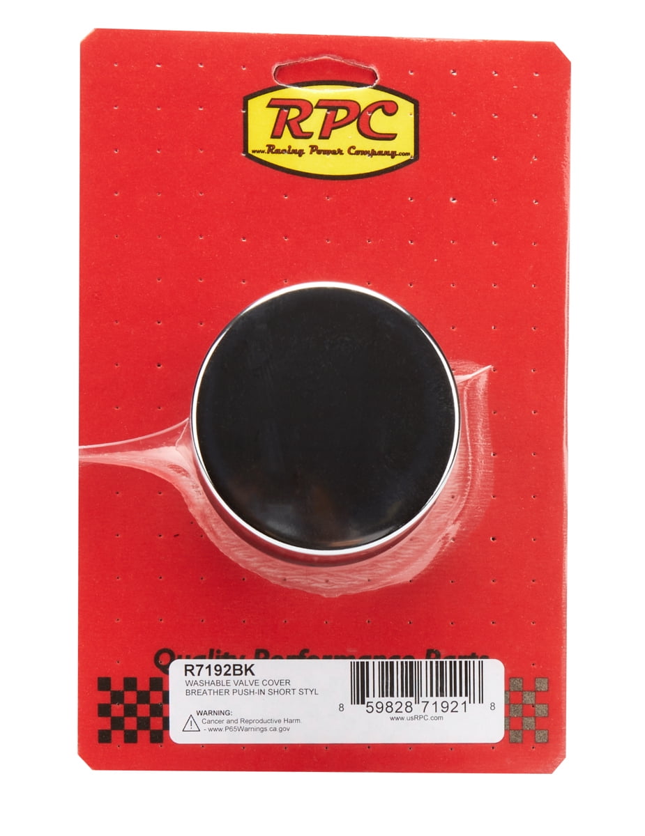 RACING POWER CO-PACKAGED Valve Cover Breather Push In Short Black Each partNumber: R7192BK