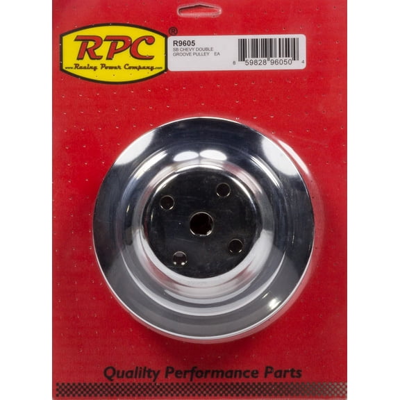 RACING POWER CO SBC Chrome 2 Groove V-Belt Water Pump Pulley P/N R9605
