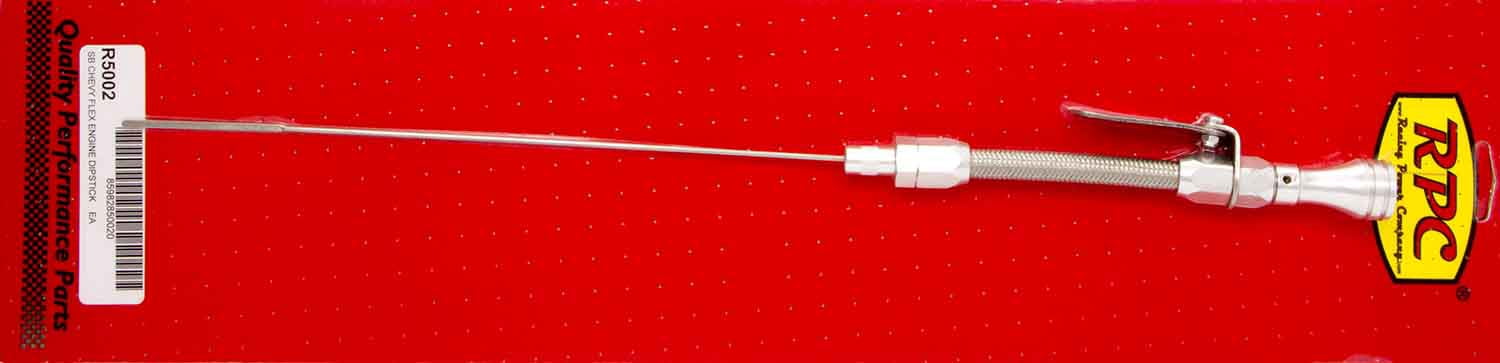 RACING POWER CO SBC Polished Flex Tube Engine Oil Dipstick P/N R5002