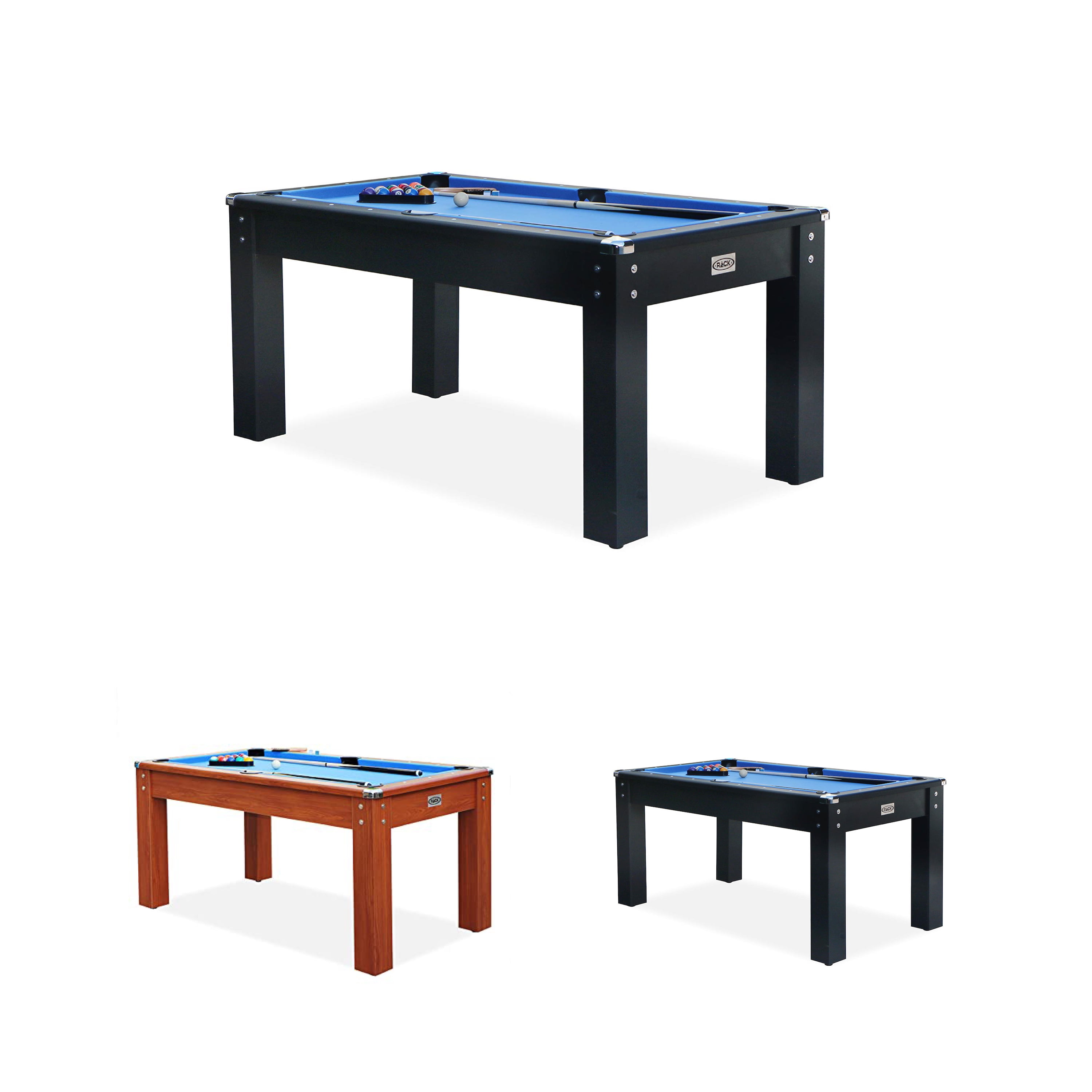 Bolton 66" Black MDF Billiard Pool Table with Blue Velvet Felt
