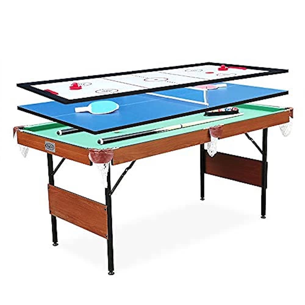 Crux Cherry Finish Green Felt 55" 3-in-1 Foldable Game Table