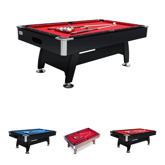 RACK Draco 7-Foot Tournament Billiard/Pool Table (Red Felt with Black Body)