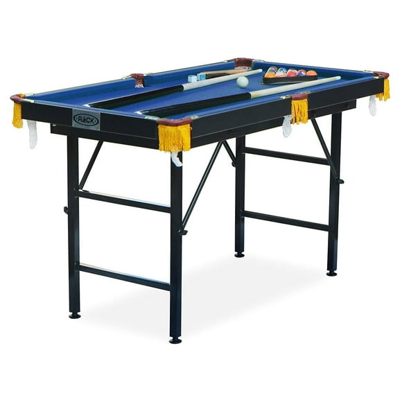 RACK Leo 4 Foot Folding Classic Billiard Pool Table Multi Player Game Set, Green