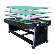 RACK Triad 7-Foot 3-in-1 Multi Game Swivel Billiard/Pool Table (Green Felt with Black Body)