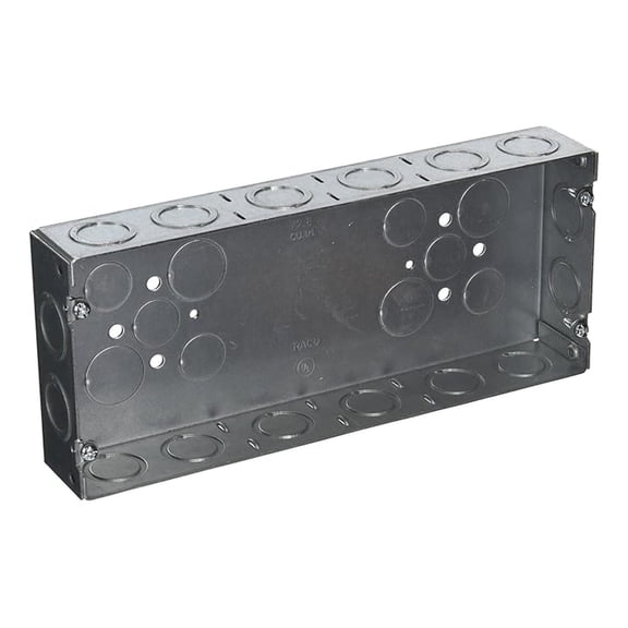 RACO 4 Gang Electrical Box - 1-5/8 Inch Deep - Gray Welded Box with Knockouts