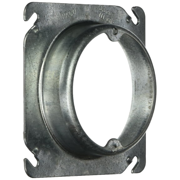 RACO 757 Raised Square Plaster Ring Cover, 1 in L W X 4 in D, Gray, Steel, 4", Product Specific
