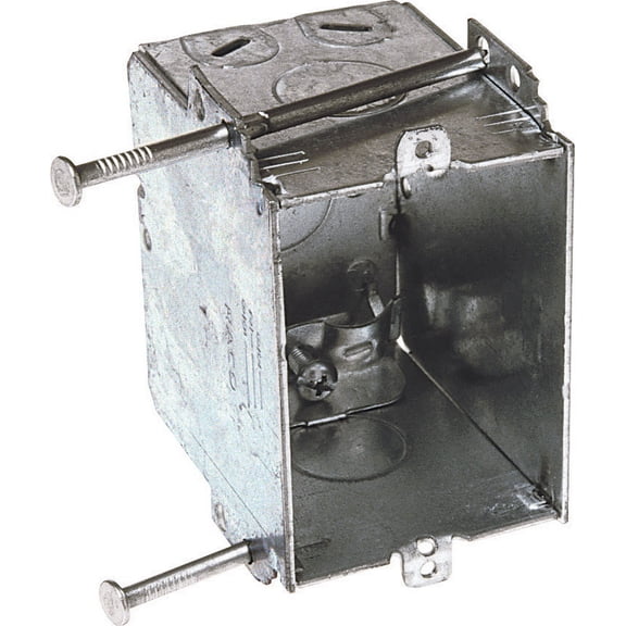 Raco 8355 Switch Box, 1-Gang, 1-Outlet, 1-Knockout, 1/2 in Knockout, Steel, Gray, Galvanized, Bracket, Nail