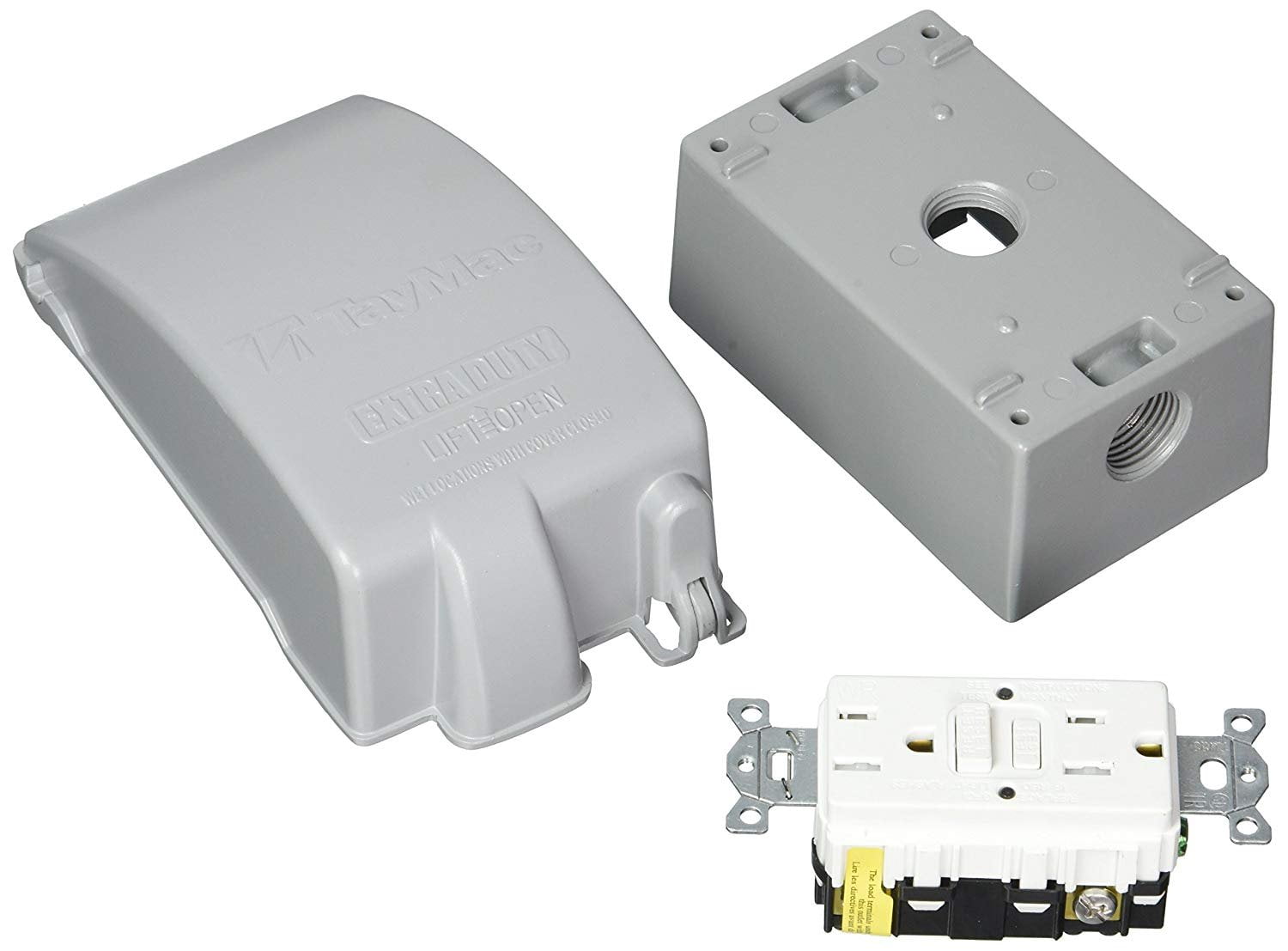 Race Incorporated Raco Incorporated Metal Low Profile Vertical In Use Cover Kit - Self Test GFCI Receptacle — Heavy-Duty Construction, Professional Use