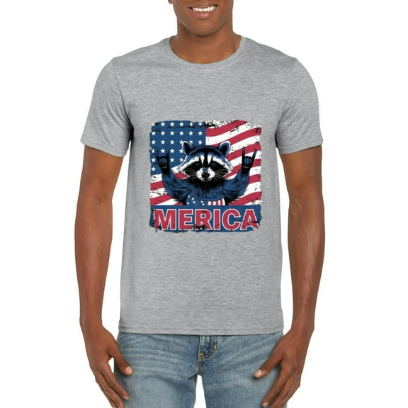 RACOON MERICA USA 4TH OF JULY Funny Animal Patriotic T-Shirt, for men & women, up to size 5XL