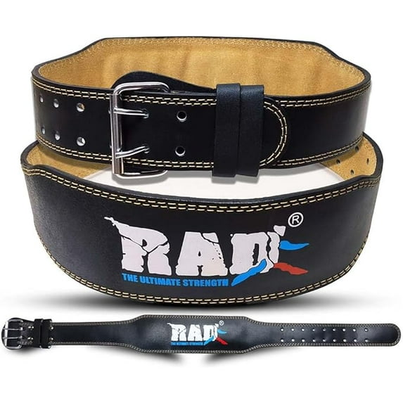 RAD Leather Belt 4" Gym Power Heavy Duty Weight Lifting Bodybuilding New (Black, Medium)
