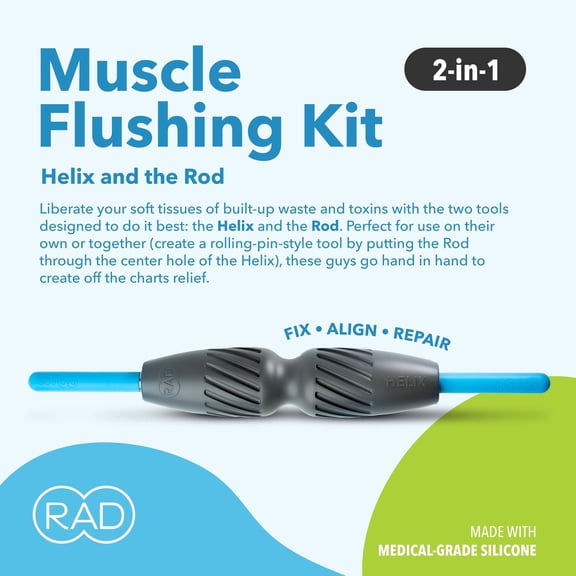 RAD 2-in-1 Muscle Flushing Kit – Exercise Foam Roller & Massage Stick – Deep Tissue Muscle Recovery Tools