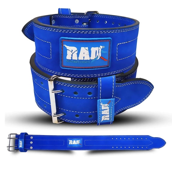 RAD Split Leather Weight Lifting PowerLifting Belt Back Support (Medium, Blue)