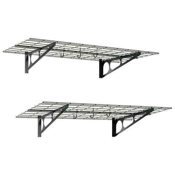 RAD Sportz Bicycle Storage Hooks Garage Shelves, Easy Installation, Plain, 2-Pack, Black