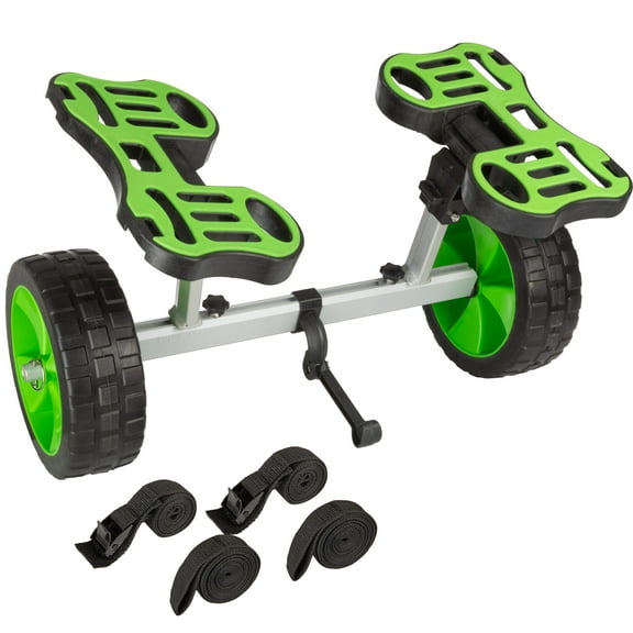 RAD Sportz Kayak Cart - 220lb Capacity Canoe Dolly with Airless Tires, Aluminum Frame, and Straps for Small Watercraft - Green - Kayak Accessories