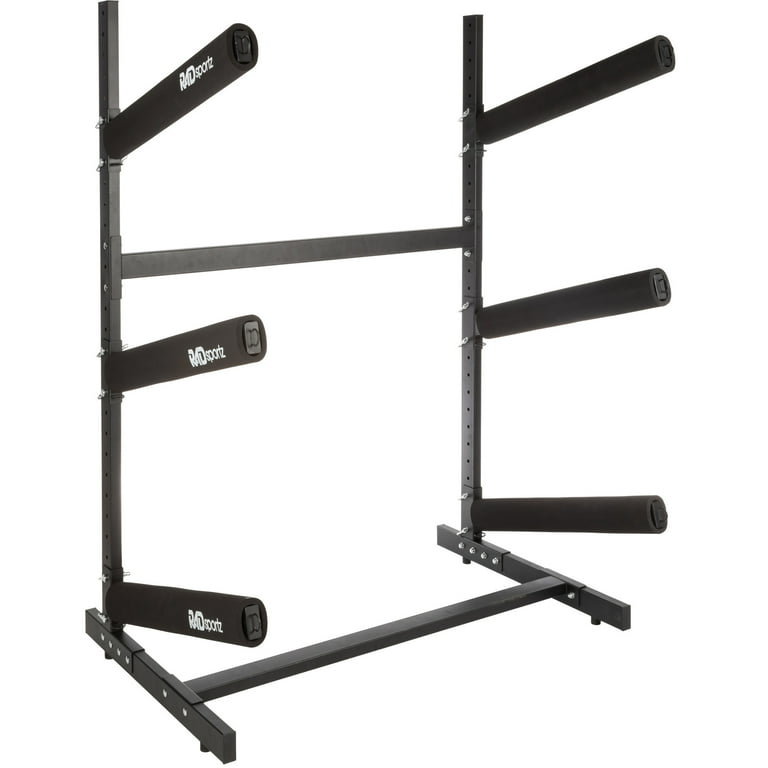 RAD Sportz Kayak Storage Rack 3 Level Freestanding Adjustable Stand with Padded Arms and 300lb Capacity for Canoes SUP or Paddleboards Black Walmart