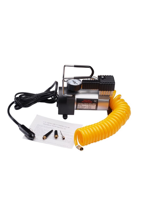 Tire Inflator Portable Air Compressor - 12V Electric Air Pump for Bikes, Cars Powered by Auxiliary Power Outlet, Car Accessories, Orange
