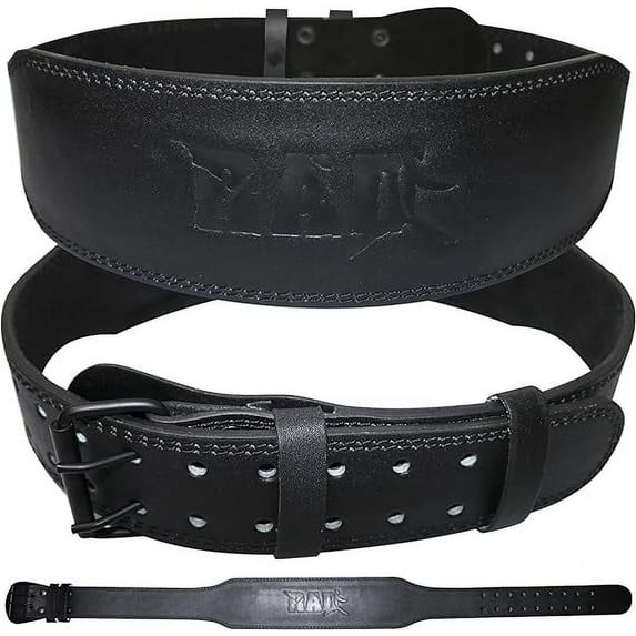 RAD Weight Lifting Belt 4 inch Leather Gym Workout Powerlifting Belt (Jet Black, Small)