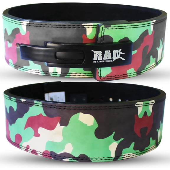 RAD Weight Lifting Belt for Powerlifting and Deadlifting - Adjustable Lever Buckle Belt for Weightlifting (Camo Green, L)