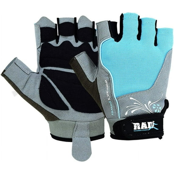 RAD Weight Lifting Gloves Gym Training Women Fitness Gloves Straps Leather (Cyan, M)