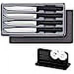 Rada Cutlery 4-Piece Utility Steak Knives Gift Set with Quick Edge Sharpener, Black Handles
