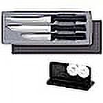 Rada Cutlery 3-Piece Cooking Essentials Knives Gift Set with Quick Edge Sharpener, Black Handles