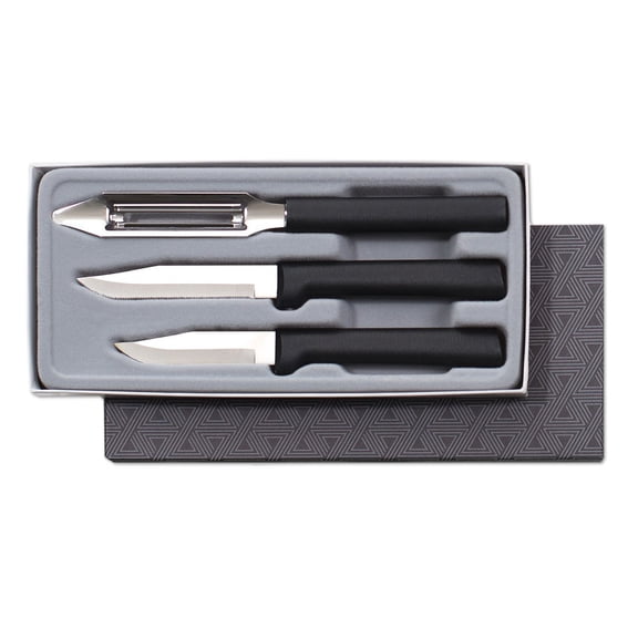 RADA Cutlery Kitchen Basics Gift Set (256), 3-Piece Knife Set, Made in USA, Black Handles
