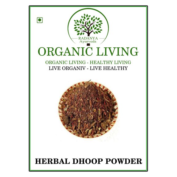 RADANYA Ayurveda Herbal Dhoop Powder with Sandal, Javaghu & 27 Rare Herbs - Used for Cleansing & Purifying Home & Office, Pack Size: 100g