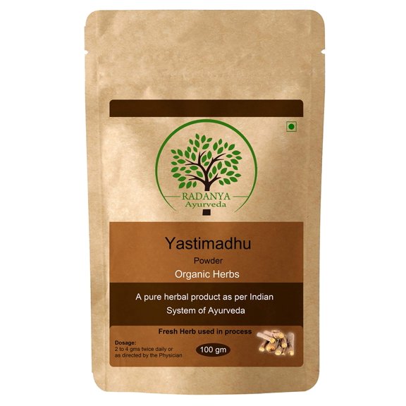 RADANYA Ayurveda Yastimadhu Powder 100 Gram - Indian Pure Natural Essential Organic Herbal Supplement Powder - Pack of 1