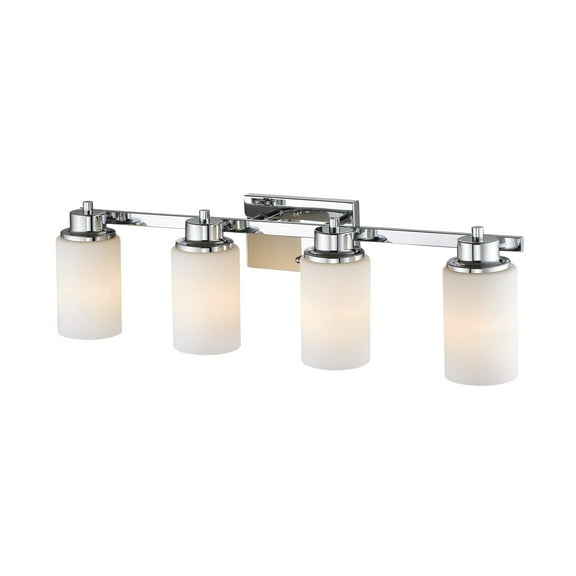 RADIANCE Goods Contemporary 4 Light Chrome Finish Bath Vanity Light Etched White Glass 29" Wide