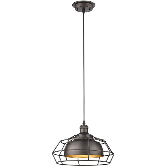 RADIANCE Goods Industrial-Style 1 Light Rubbed Bronze Ceiling Mini Pendant 12" Wide