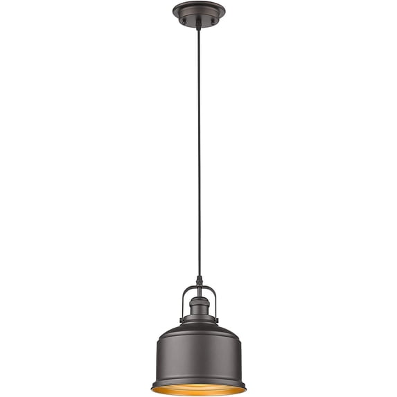 RADIANCE Goods Industrial-Style 1 Light Rubbed Bronze Ceiling Mini Pendant 8" Wide