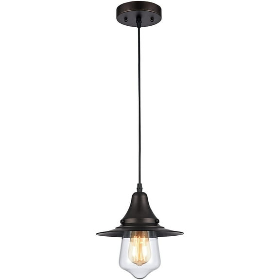 RADIANCE Goods Industrial-Style 1 Light Rubbed Bronze Ceiling Mini Pendant 9" Shade
