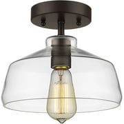 RADIANCE Goods Industrial-Style 1 Light Rubbed Bronze Semi-Flush Ceiling Fixture 9" Shade