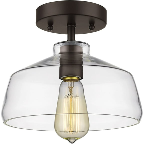 RADIANCE Goods Industrial-Style 1 Light Rubbed Bronze Semi-Flush Ceiling Fixture 9" Shade