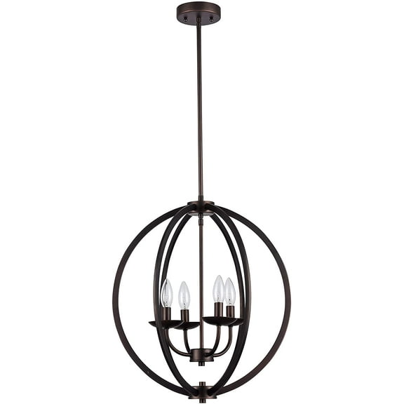 RADIANCE Goods Industrial-Style 4 Light Rubbed Bronze Ceiling Pendant 18" Wide