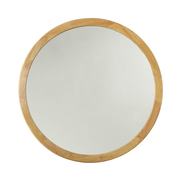 RADIANCE Goods Maple Finish Round Framed Wall Mirror 24" Height