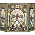 thumbnail image 1 of RADIANCE Goods Tiffany-Glass 3pcs Folding Victorian Fireplace Screen 44" Wide, 1 of 3