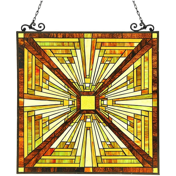 RADIANCE Goods Tiffany-Glass Mission Window Panel 24.5x26