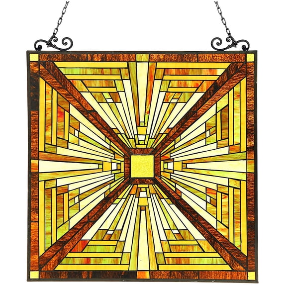 RADIANCE Goods Tiffany-Glass Mission Window Panel 24.5x26