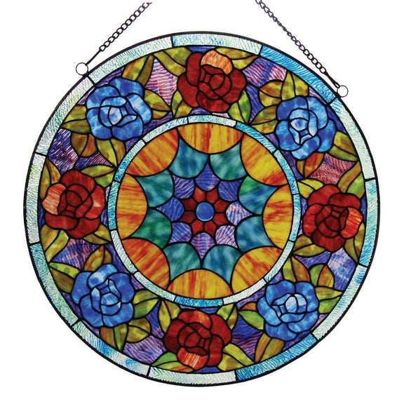 RADIANCE Goods Tiffany-Glass Roses Window Panel 22"