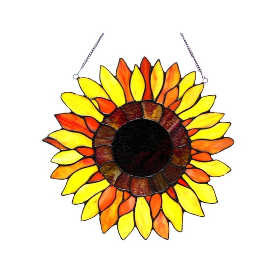 RADIANCE Goods Tiffany-Glass Sunflower Window Panel 16"